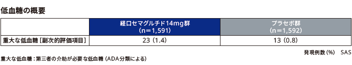 低血糖の概要（副次的評価項目）