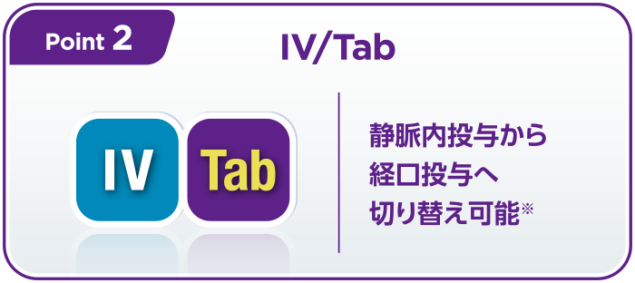 ポイント2　静脈内投与から経口投与へ切り替え可能