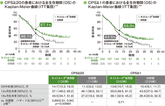 主要評価項目 PD-L1発現別にみた全生存期間:OS(優越性検証試験)