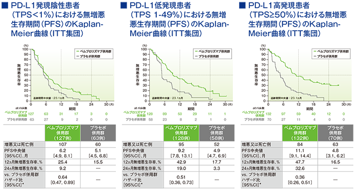 探索的評価項目（サブグループ解析）　2年間フォローアップでのPD-L1発現別にみた無増悪生存期間（PFS）