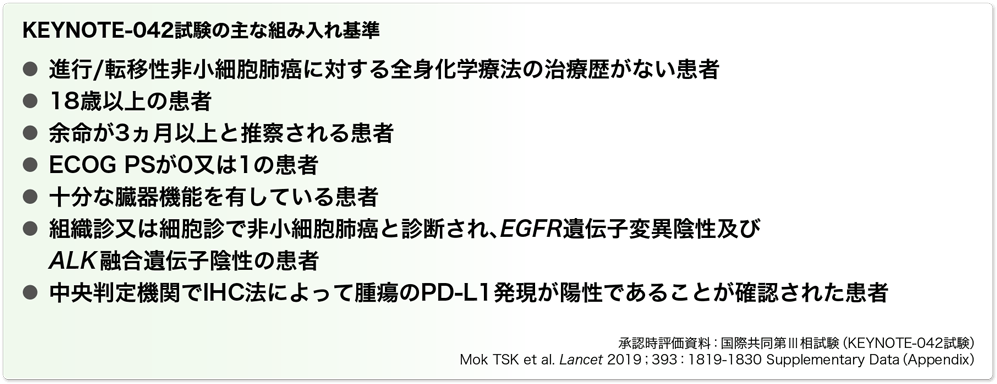 KEYNOTE-042試験の主な組み入れ基準