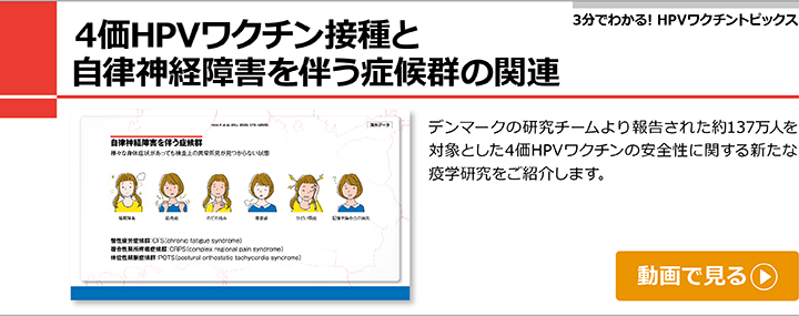 4価HPVワクチン接種と自律神経障害を伴う症候群の関連 動画で見る