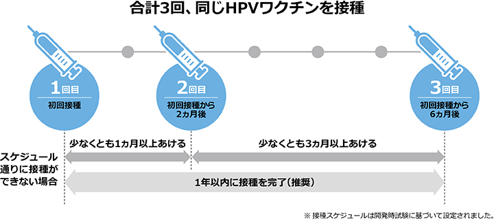 合計3回、同じHPVワクチンを接種