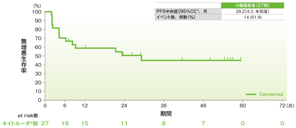 無増悪生存期間（PFS）のKaplan-Meier曲線（小腸癌）