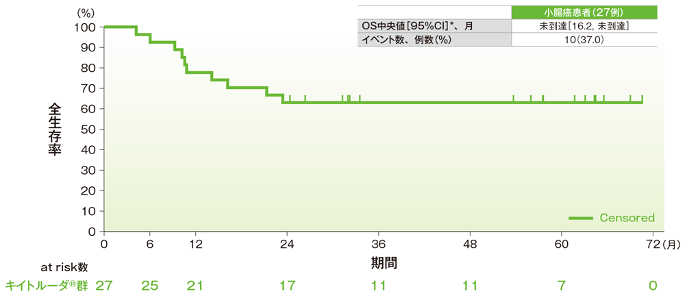 全生存期間（OS）のKaplan-Meier曲線（小腸癌）