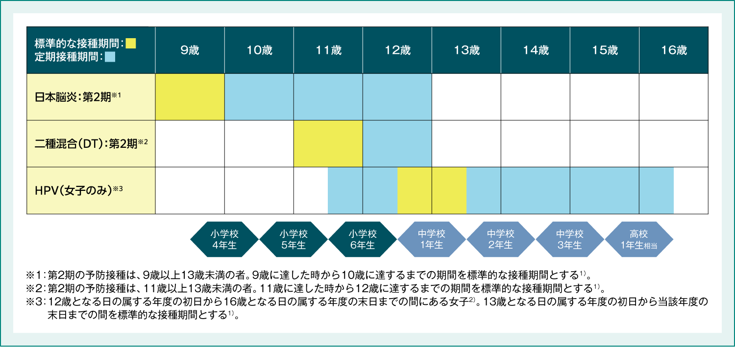 9歳以上が接種対象の定期接種ワクチン