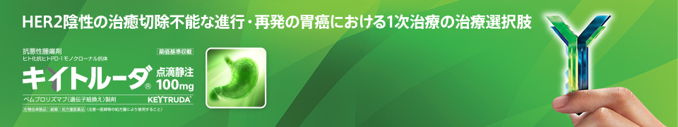 キイトルーダ®胃癌　HER2陰性の治癒切除不能な進行・再発の胃癌における1次治療の治療選択肢　