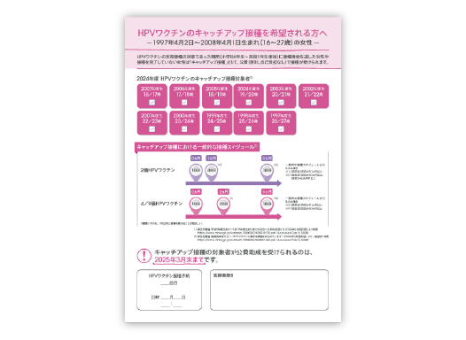 HPVワクチンのキャッチアップ接種を希望される方へ