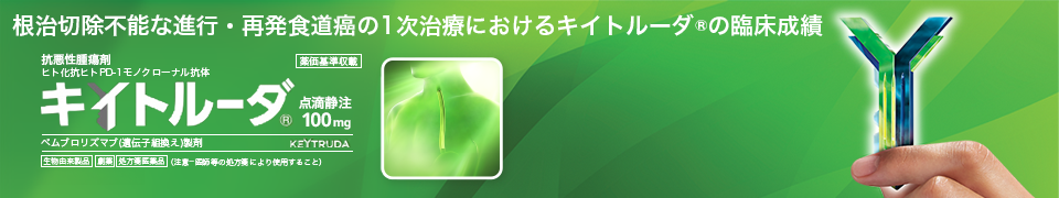 キイトルーダ ビジュアルバナー 根治切除不能な進行・再発の食道癌