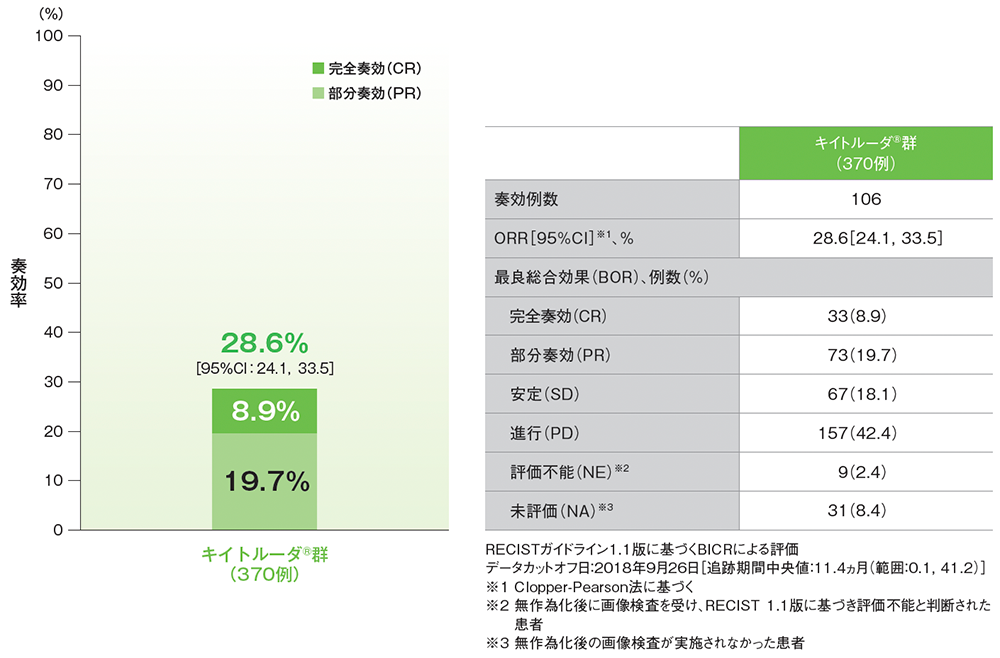 奏効率：ORR：CR+PR