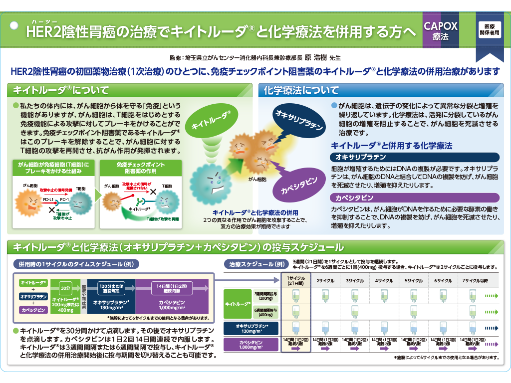 キイトルーダ®インフォームドコンセント用資料　患者説明用下敷き：〈HER2陰性胃癌〉