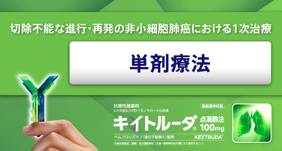 切除不能な進行・再発の⾮⼩細胞肺癌における1次治療「単剤療法」