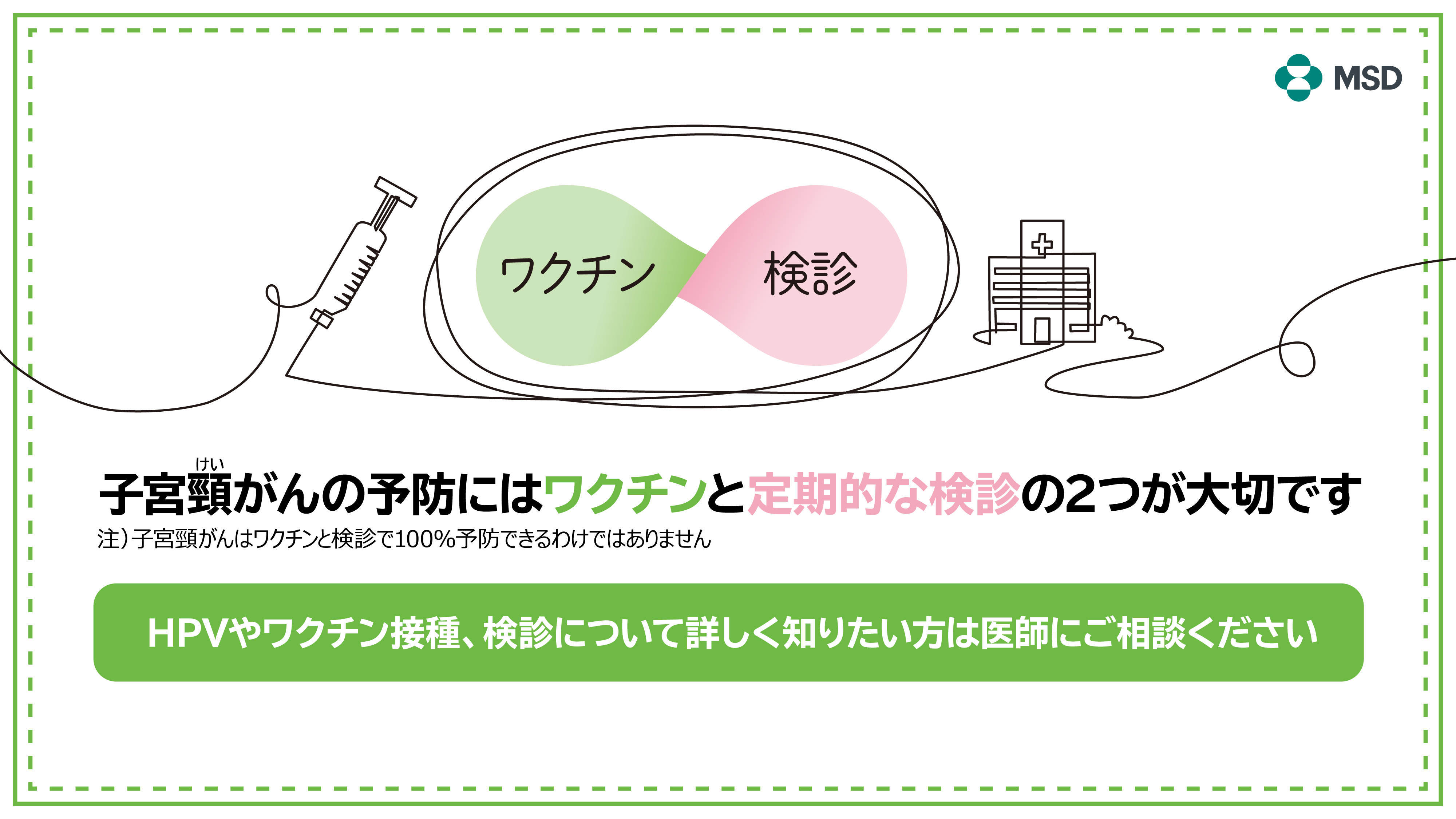HPVやワクチン接種、検診について詳しく知りたい方は医師に ご相談ください