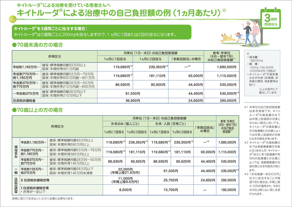 キイトルーダ®による治療中の自己負担額